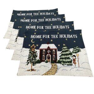 4 Vintage Tapestry Christmas Placemats Home For Holidays Table Decor